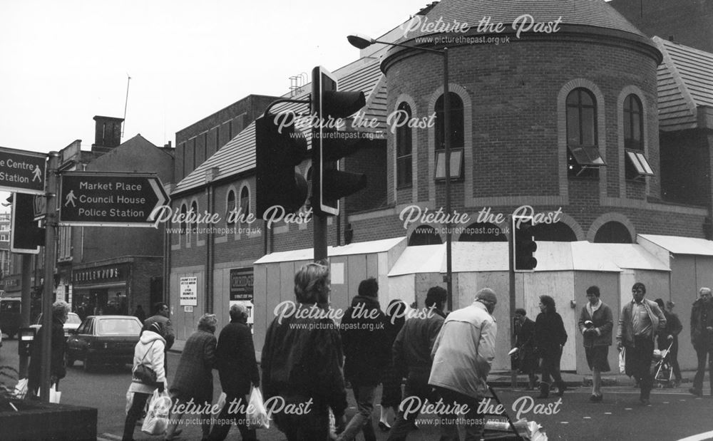 View of Albert Street showing new shops under completion