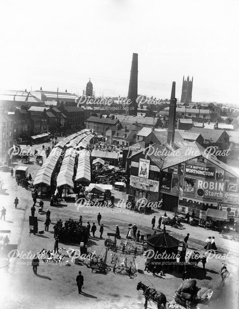 Overhead view of Market Place from the Morledge