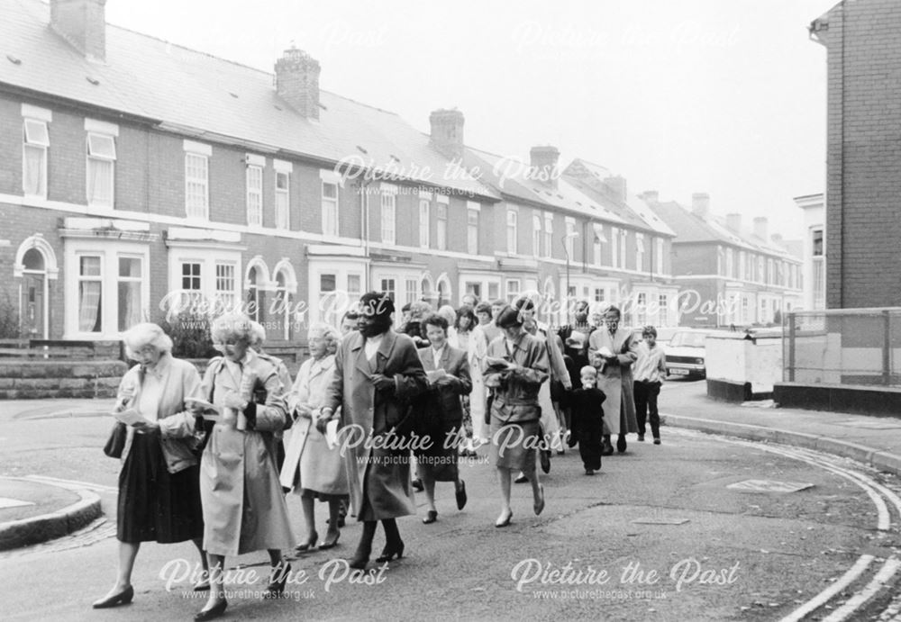 View of a procession on Dairy House Road