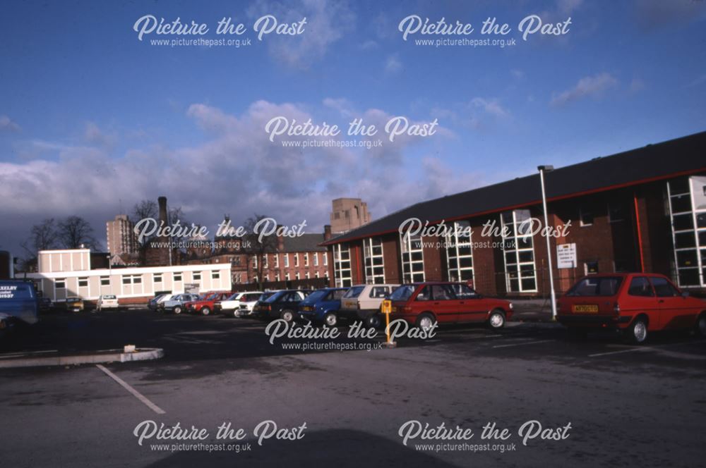 View of old and new buildings at the Derbyshire Royal Infirmary