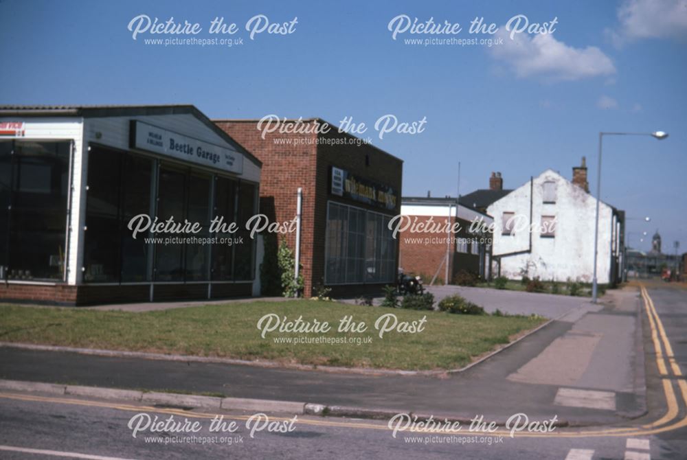 Corner of Siddals Road with 'Beetle' garage on the corner