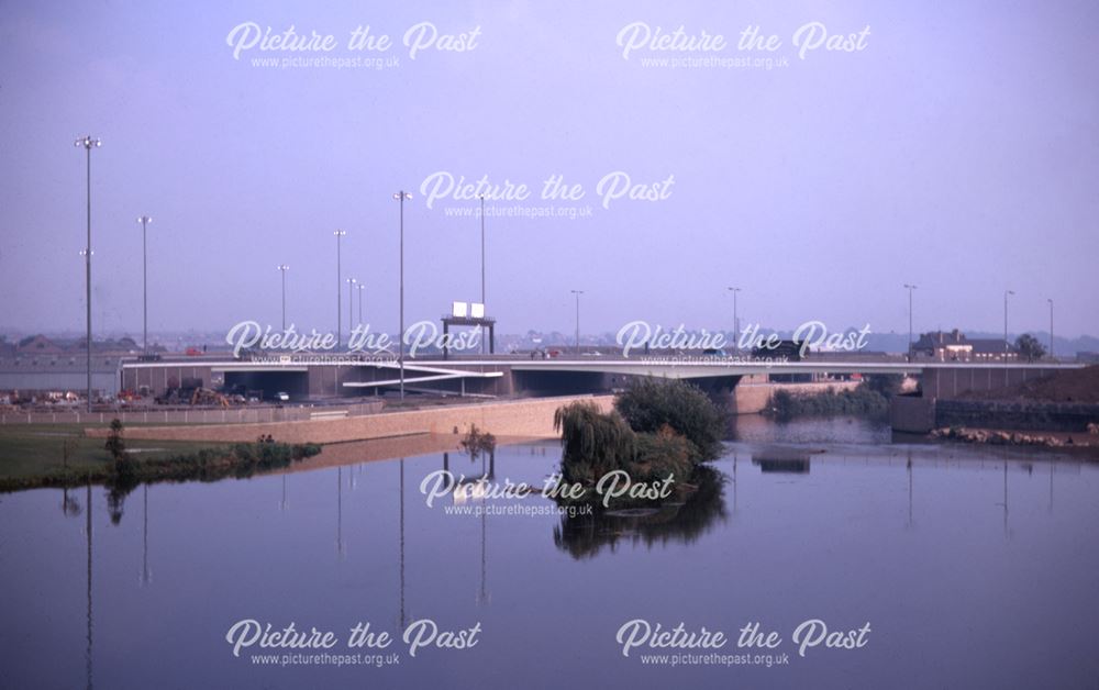 View across The River Derwent toward road bridge 2 on the inner ring road 