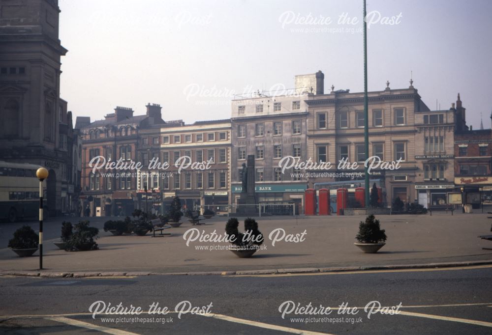 View towards the Corn Market looking across the Market Place, with the Guildhall on the left of the 