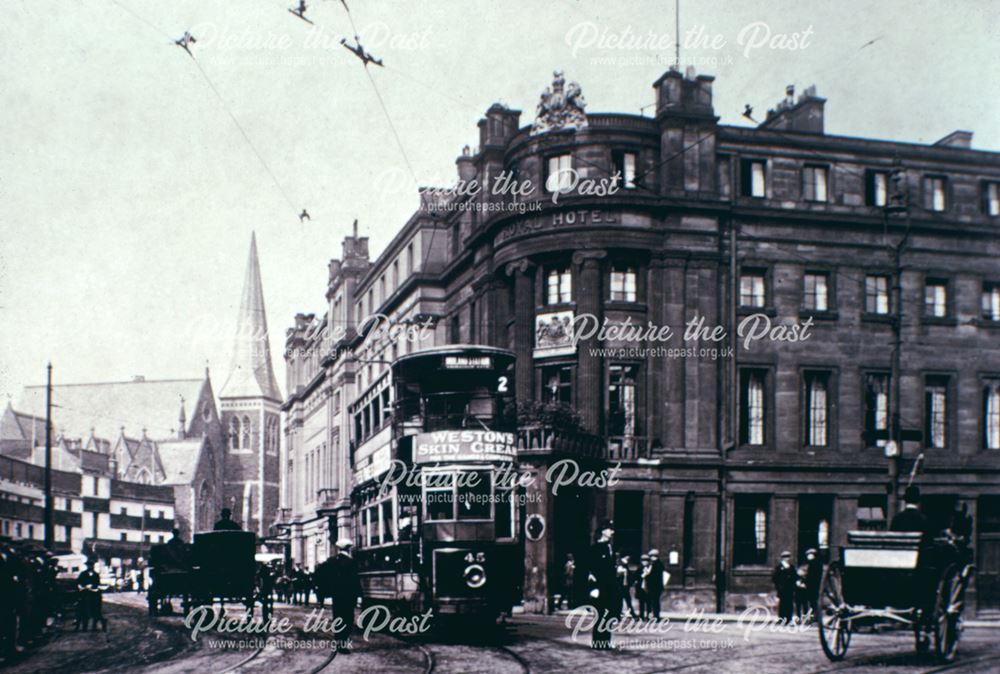 Victoria Street with electric tram, Derby, c 1910