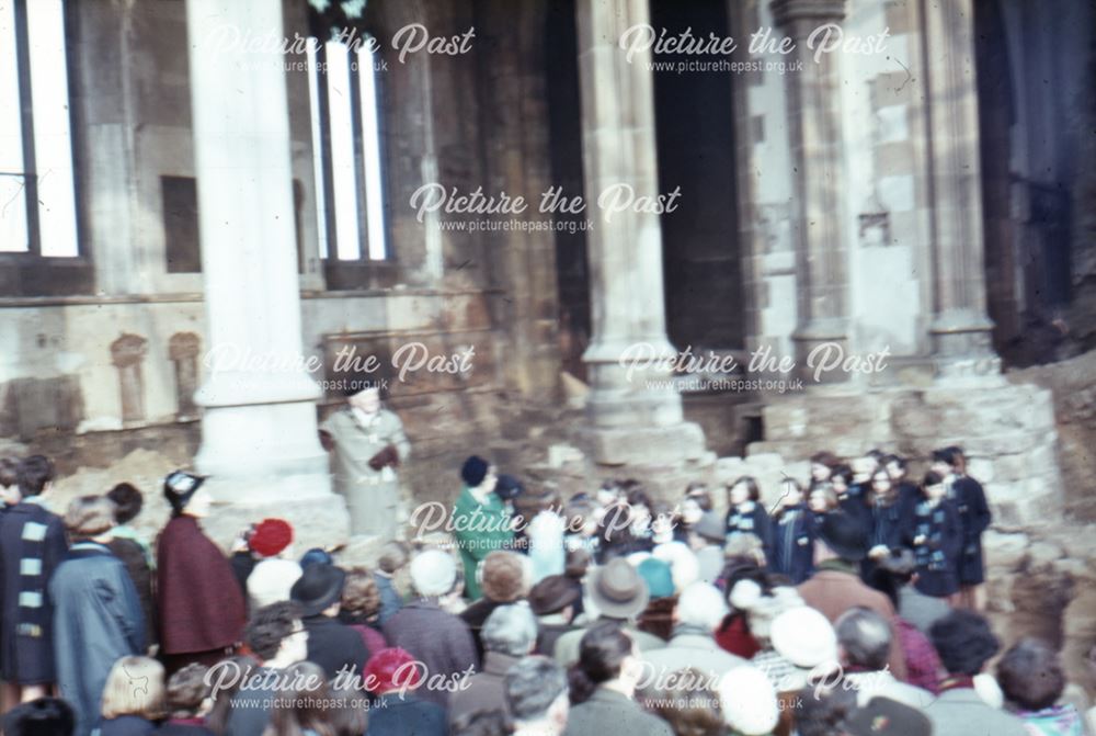 People inside St. Alkmunds Church during a lecture