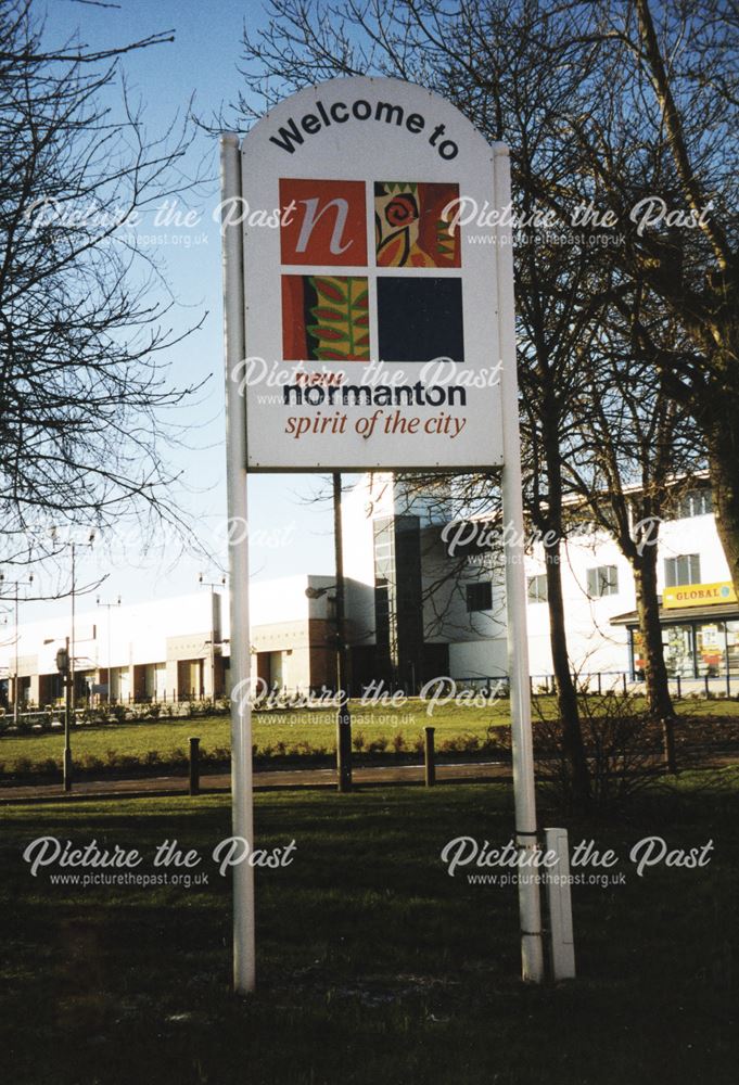 The sign for Normanton Retail Park, 2001