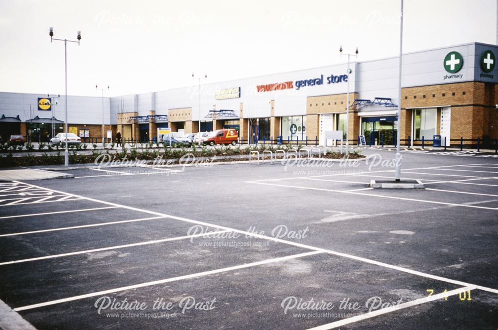 General view of Normanton Retail Park showing Woolworths, Lidl and The Brunswick Warehouse, 2001