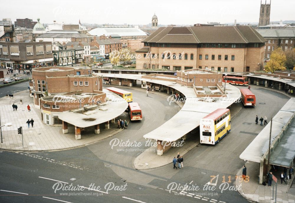 Aerial view of the old Bus Station taken from The Cock Pitt car park, 1998