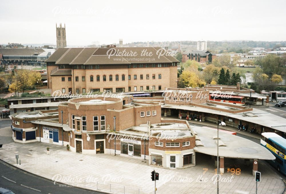 Aerial view of the old Bus Station taken from The Cock Pitt car park, 1998