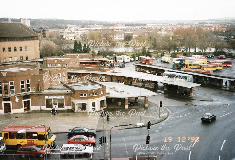 Aerial view of the bus station taken from the Eagle Centre Market, 1998