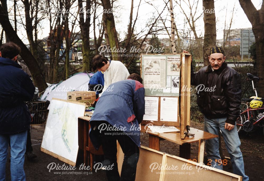 Information stall of the protestors in Bass Reccreation Ground, 1998