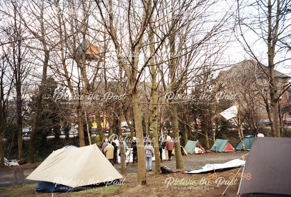 Protestors tents; including one in the trees, 1998