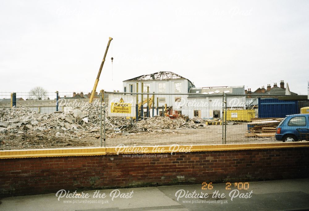 Demolition of buildings in preparation of the construction of Normanton Retail Park, 2000