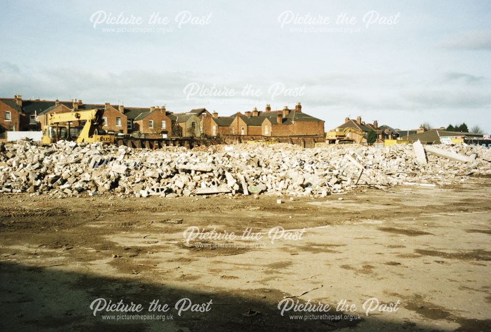 Demolition of buildings in preparation of the construction of Normanton Retail Park, 2000