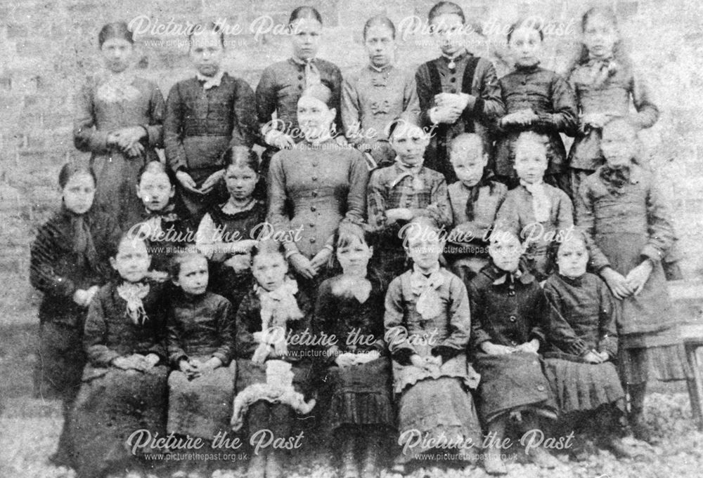 Chellaston Board School children with their school mistress, Miss Briggs, c 1900