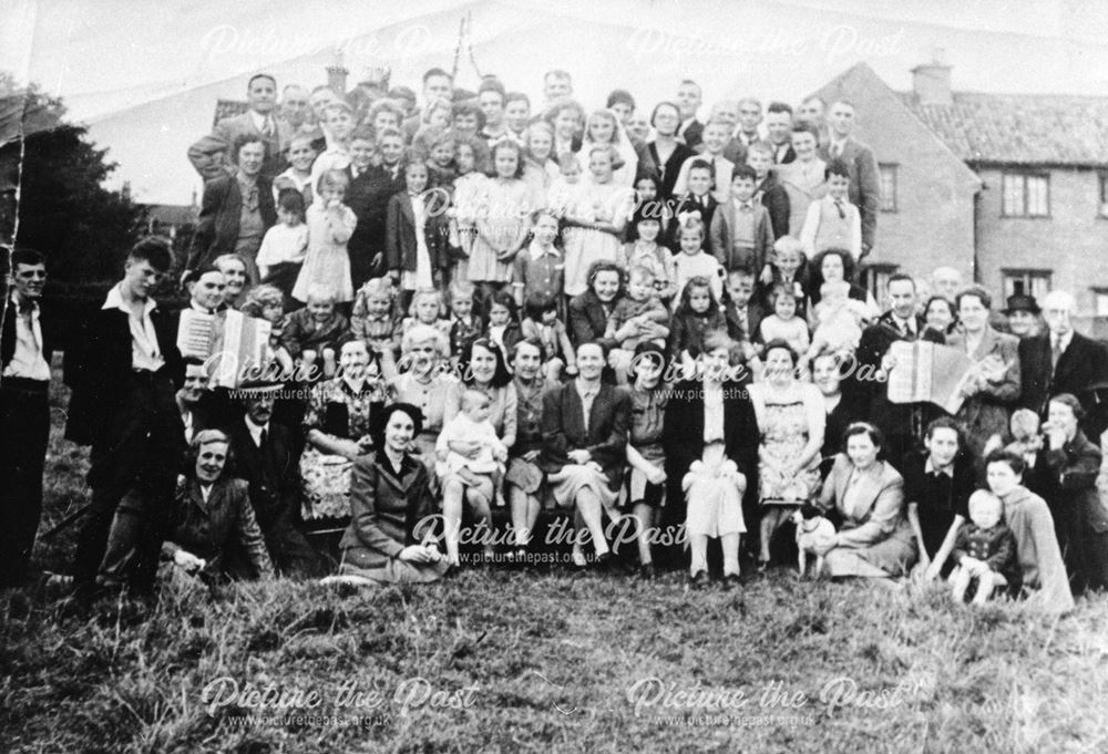 V.E. Day celebrations on Station Road in Chellaston, 1945