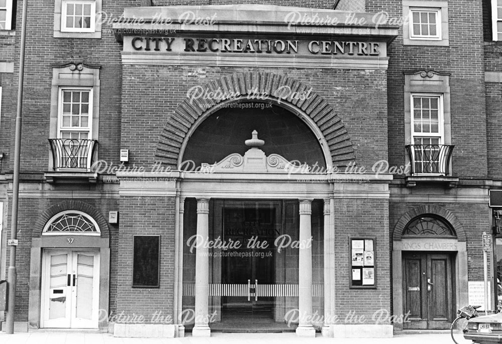 Entrance to the Queen Street City Recreation Centre, Derby, 1985