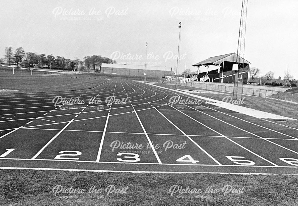 View of track at Moorways Leisure Centre, Derby, 1987