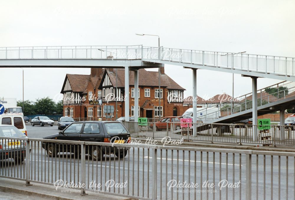 View of Spider Bridge and The Mitre public house, Allenton, 1997