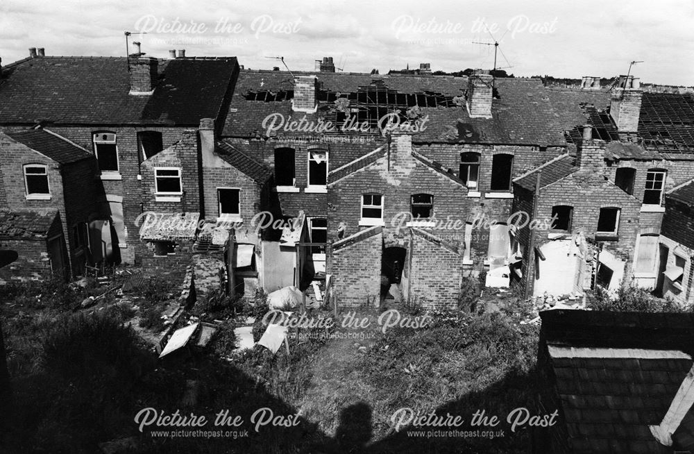 Houses awaiting demolition, Stanhope Street, Normanton, Derby, c 1970s ?