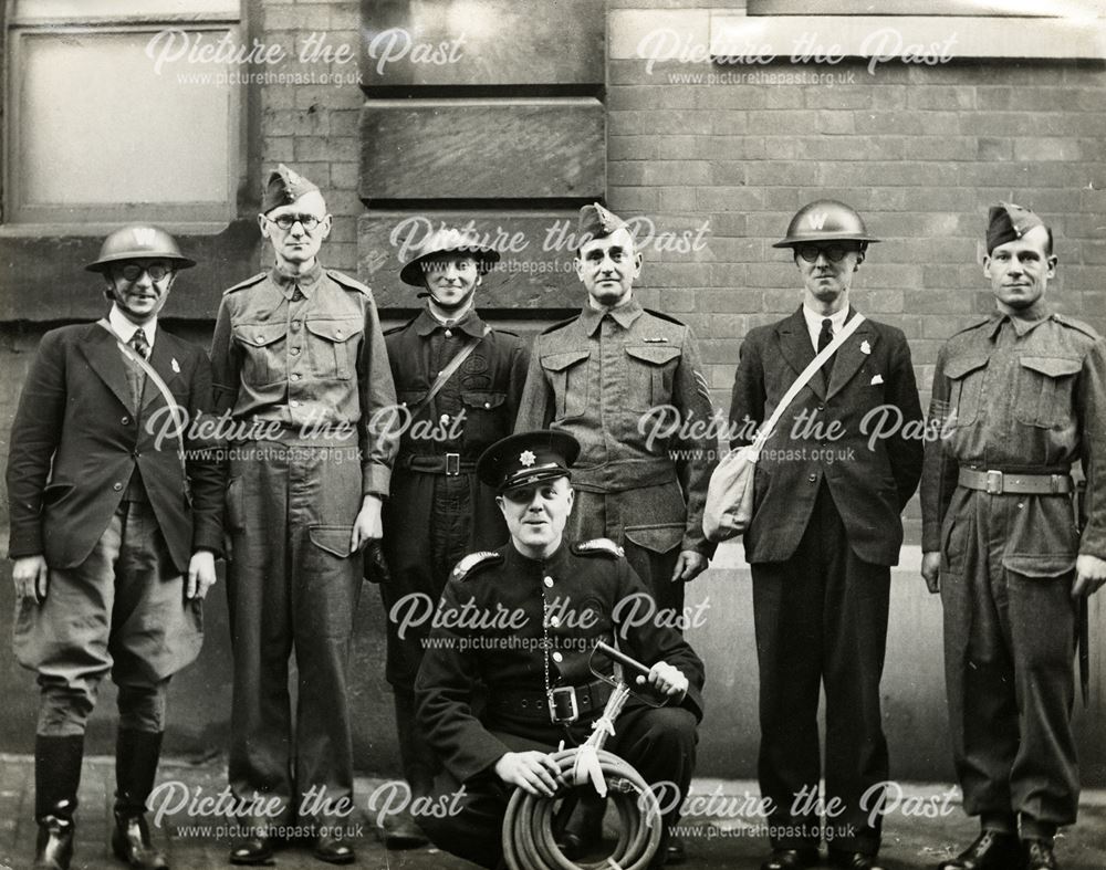 County Borough of Derby Weights and Measures Department staff, Market Place, Derby, c 1939