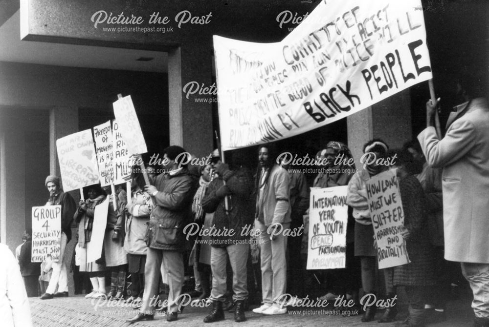 Protest by the African Caribbean People's Action Committee, Market Place, Derby, 1985