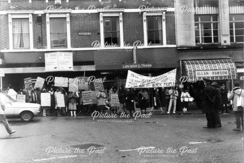 Protest by the African Caribbean People's Action Committee, The Spot, Derby, 1985