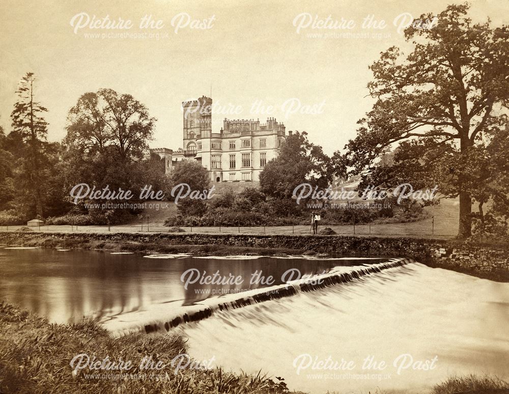 River Manifold and Ilam Hall, Ilam, Staffordshire, c 1890s