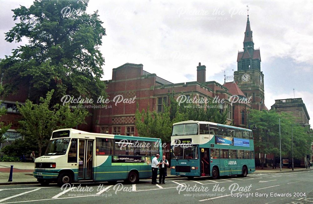 Arriva Mercedes Benz 1388 and Volvo 4393, Wardwick temporary rest point, Derby