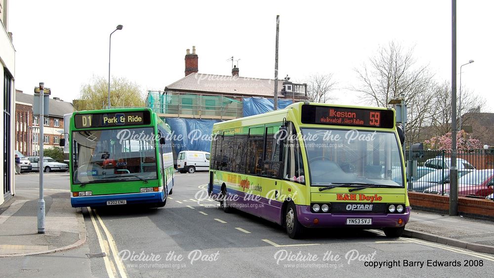 Stuart Street Doyle Optare Solo YN53 SVJ and Notts and Derby Opare Excel 202