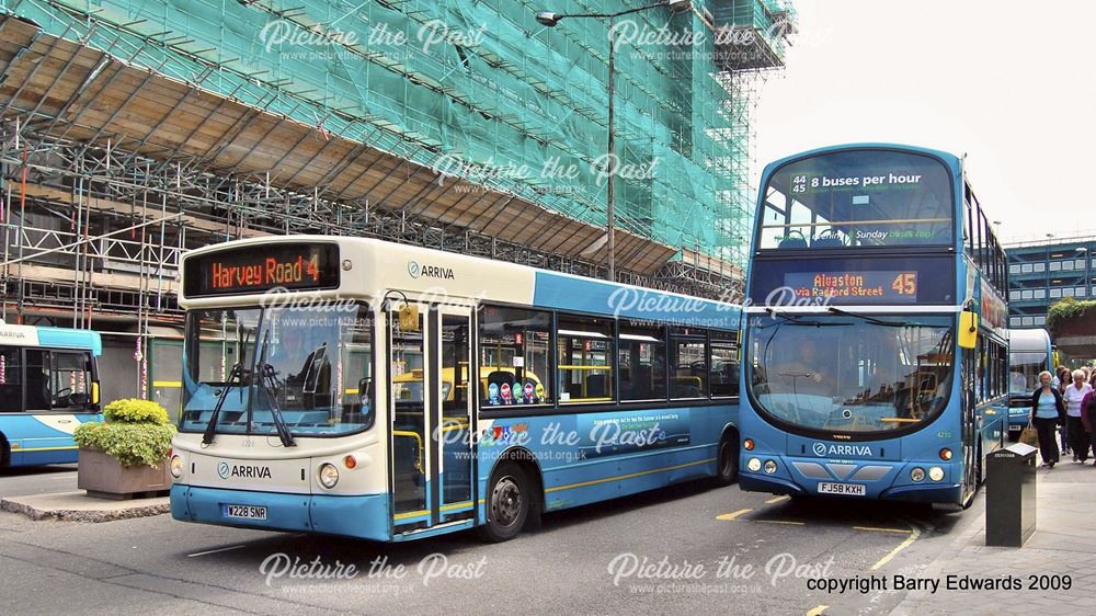 Arriva Dennis Dart 2228 and Volvo B9 4210, Morledge, Derby