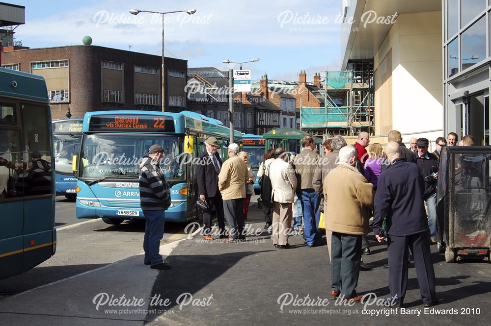 Arriva Scania Omnicity 3554 and invited guests for Bus Station opening ceremony, Morledge, Derby