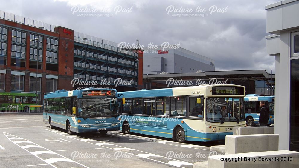 Arriva Dennis Dart 2234 and Scania Omnicity 3559, New Bus Station first day, Derby