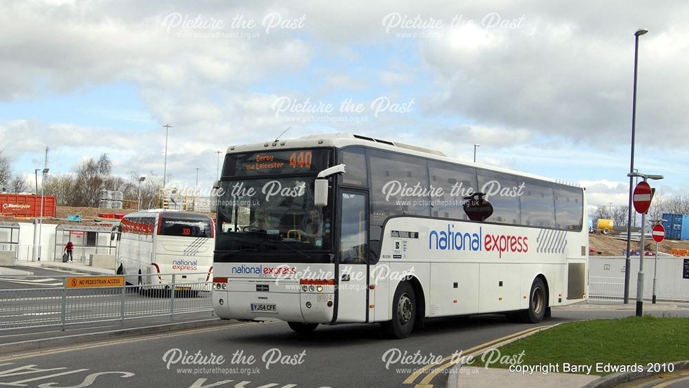 New Bus Station slip road first day National Express Volvo 4075