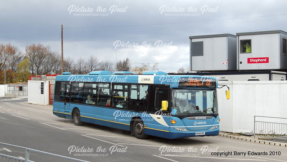 Arriva Scania Omnicity 3552, New Bus Station slip road first day, Derby