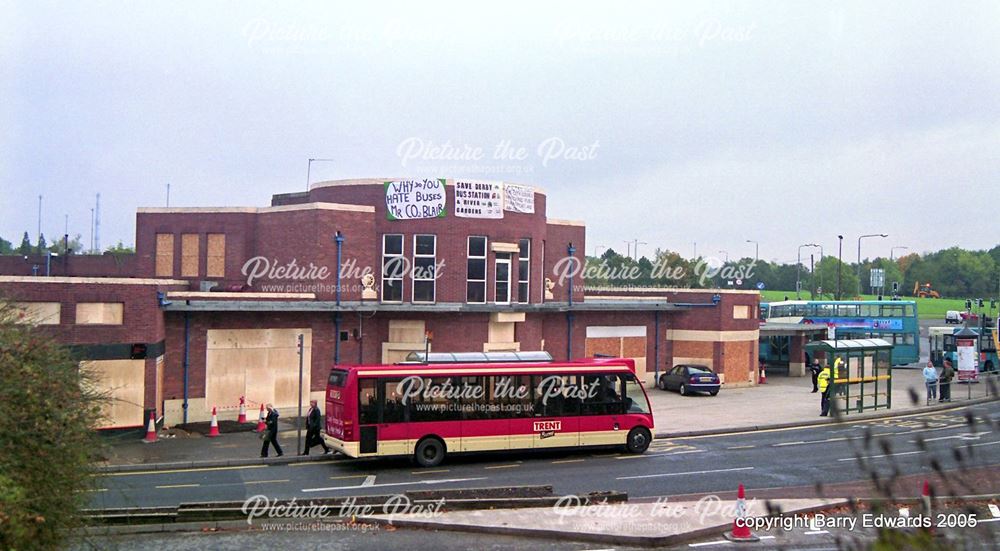 Bus Station last day building boarded up 