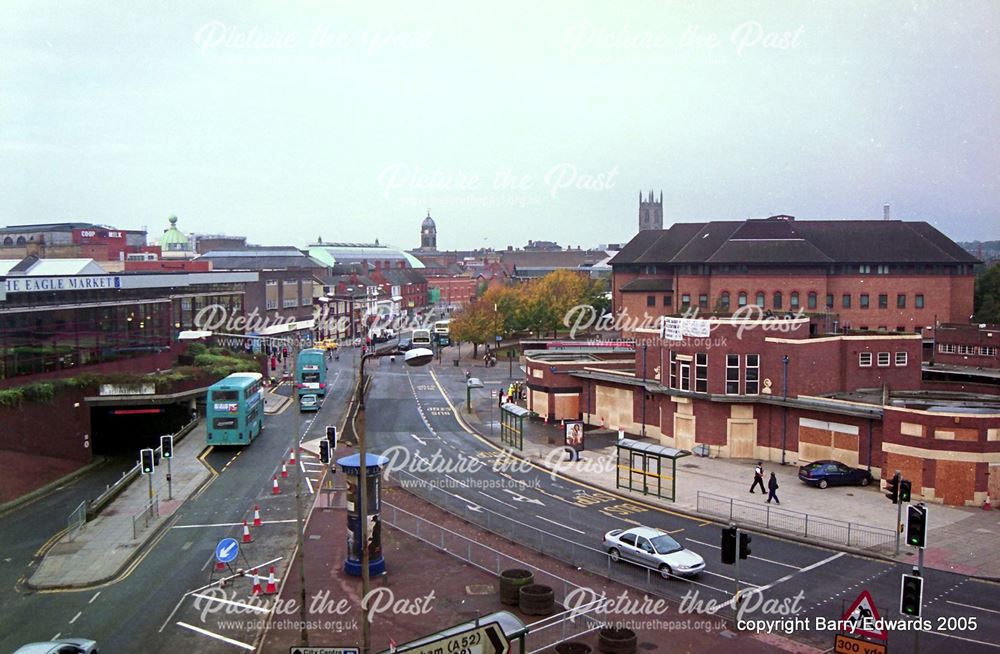 Morledge general view including Bus Station boarded up  last day 