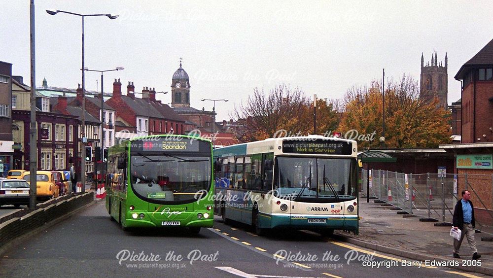 Arriva Volvo 3604 and Trent Scania 633, Morledge with, Derby