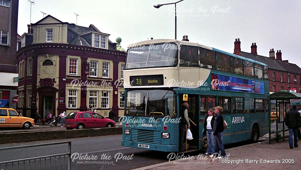 Arriva ex London South Volvo 4330, Morledge new on street stop for route 38, Derby