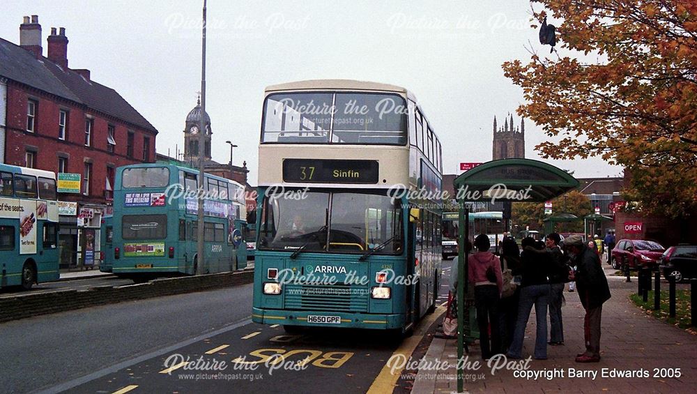 Arriva ex London South Volvo 4320, Morledge new on street stop for route 37, Derby