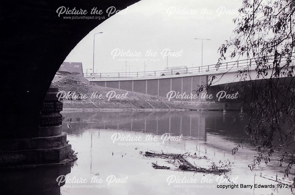 New inner ring road bridge from beneath arch of St Mary's bridge 