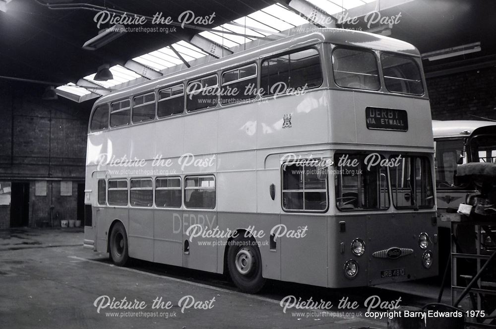 Willington depot with ex Blue Bus Daimler 27 in Derby livery