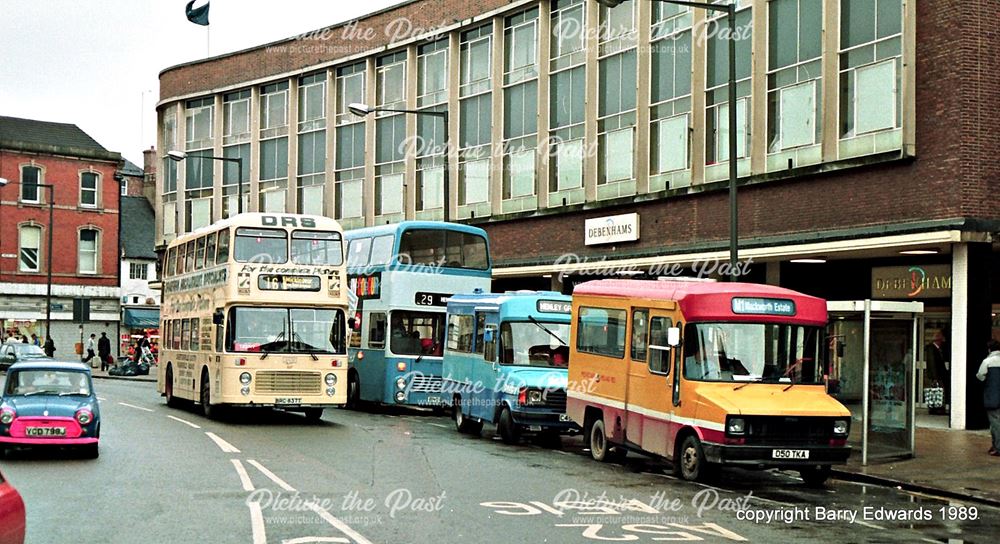 Trent Bristol 837, Midland Red North Sherpa 151 and others , Victoria Street, Derby