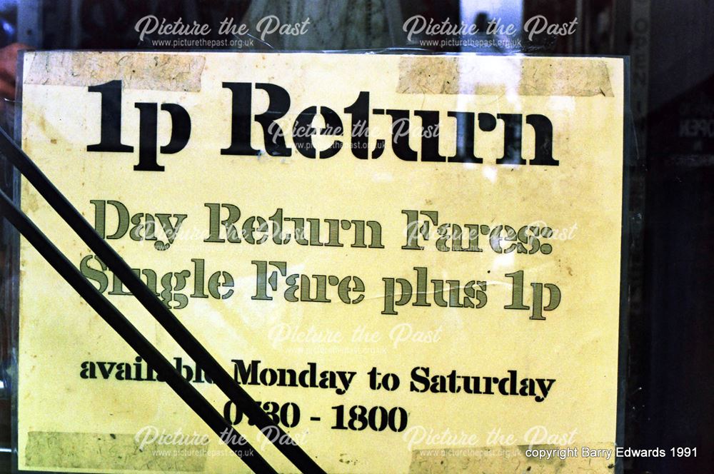 Derby City Transport Ltd fare sign 