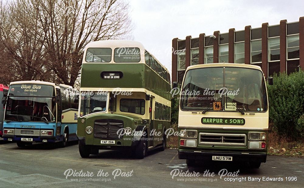 Ascot Drive depot Harpur's AEC Regent 5 YAF 151A and two coaches 