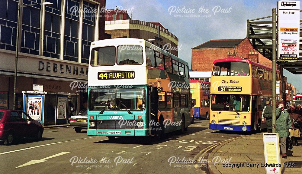 Arriva Derby Volvo 4629 and City Rider Citybus 143, Victoria Street, Derby