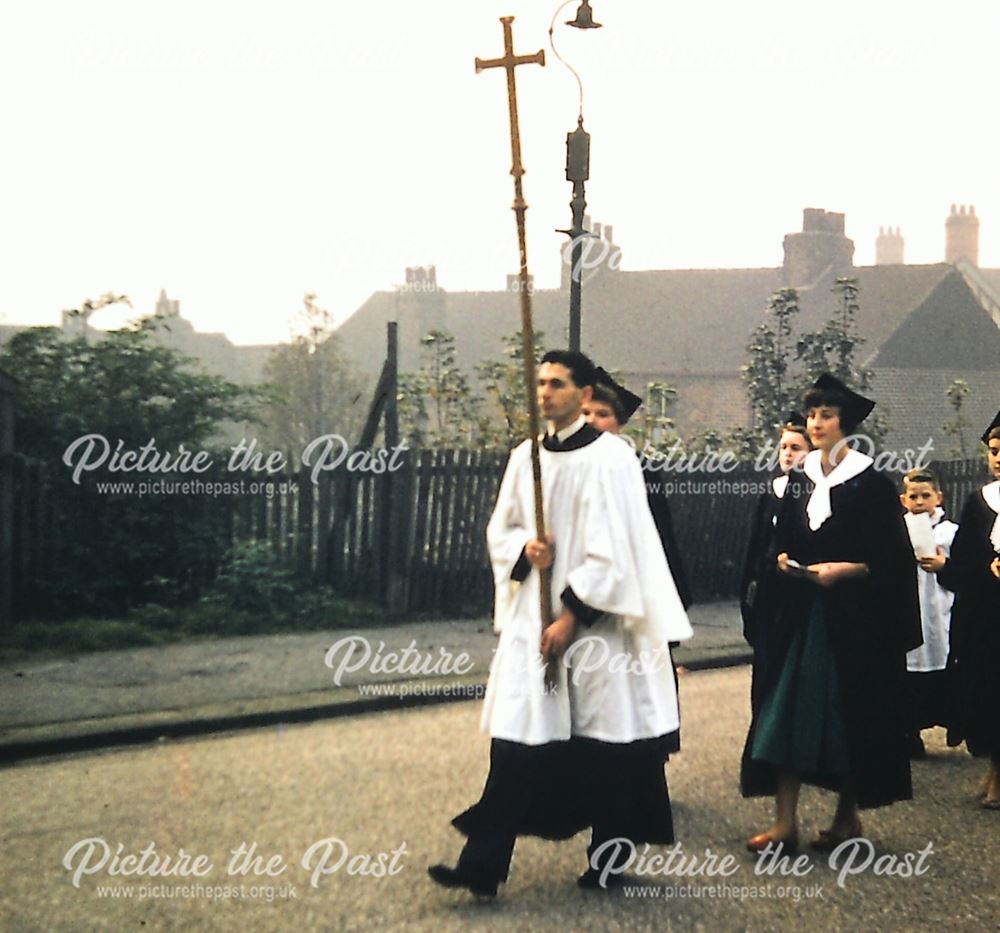 Procession to The Mission Church, George Street, Old Whittington, 1958