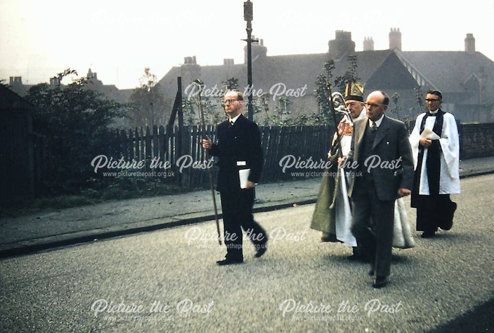 Procession to The Mission Church, George Street, Old Whittington, 1958