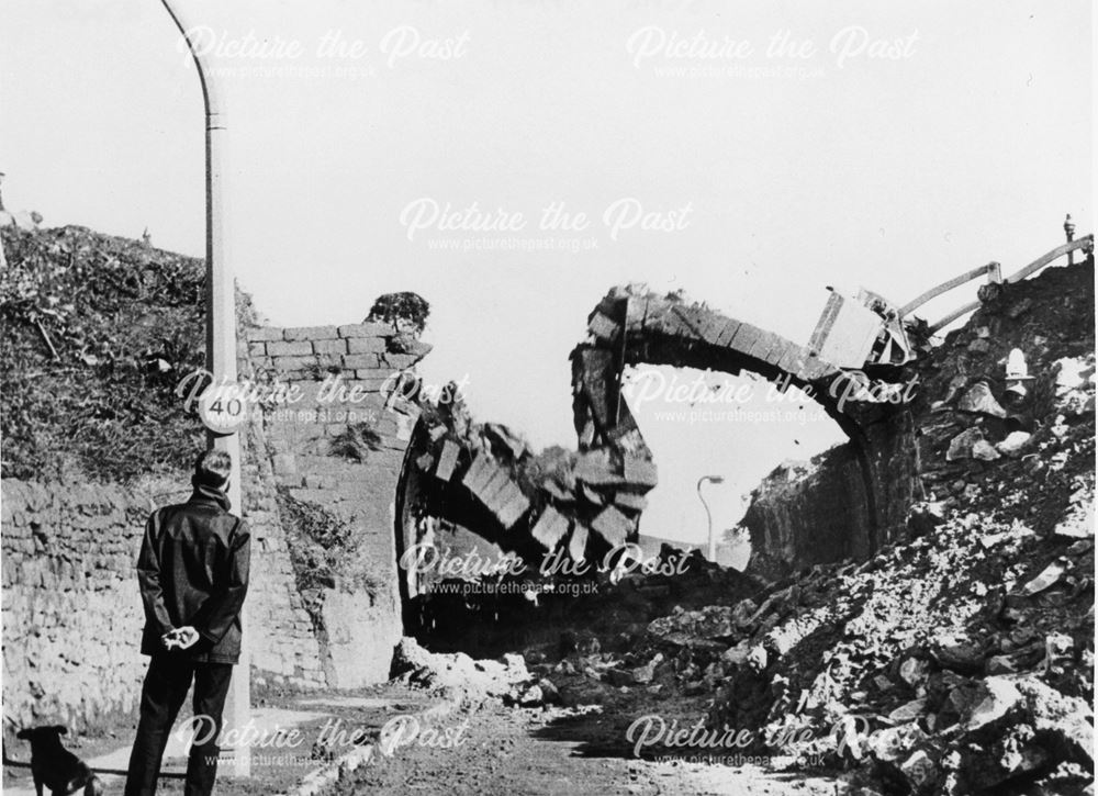 The Cromford canal aquaduct at Sawmills Being Demolished, c 1968