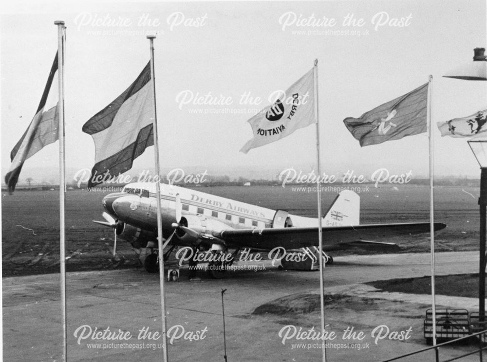Douglas Dakota (DC3) at Derby Airport, Burnaston, c 1965